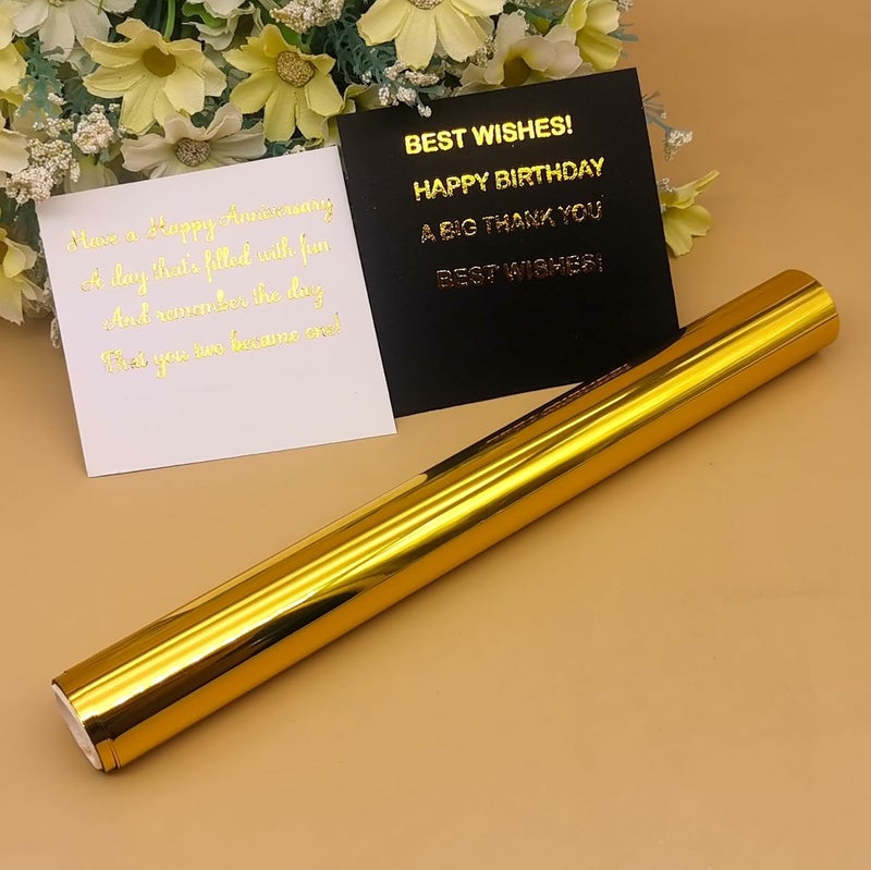 JBQUEEN Metallic Hot Foil Roll, 5M(Length) X19.5CM(Width) Laser Toner Reactive Foil Roll,Use Laminator Laser Printer,Paper Holographic Heat Transfer Craft Foil For Handmade Craft Accessories-Golden - Image 1